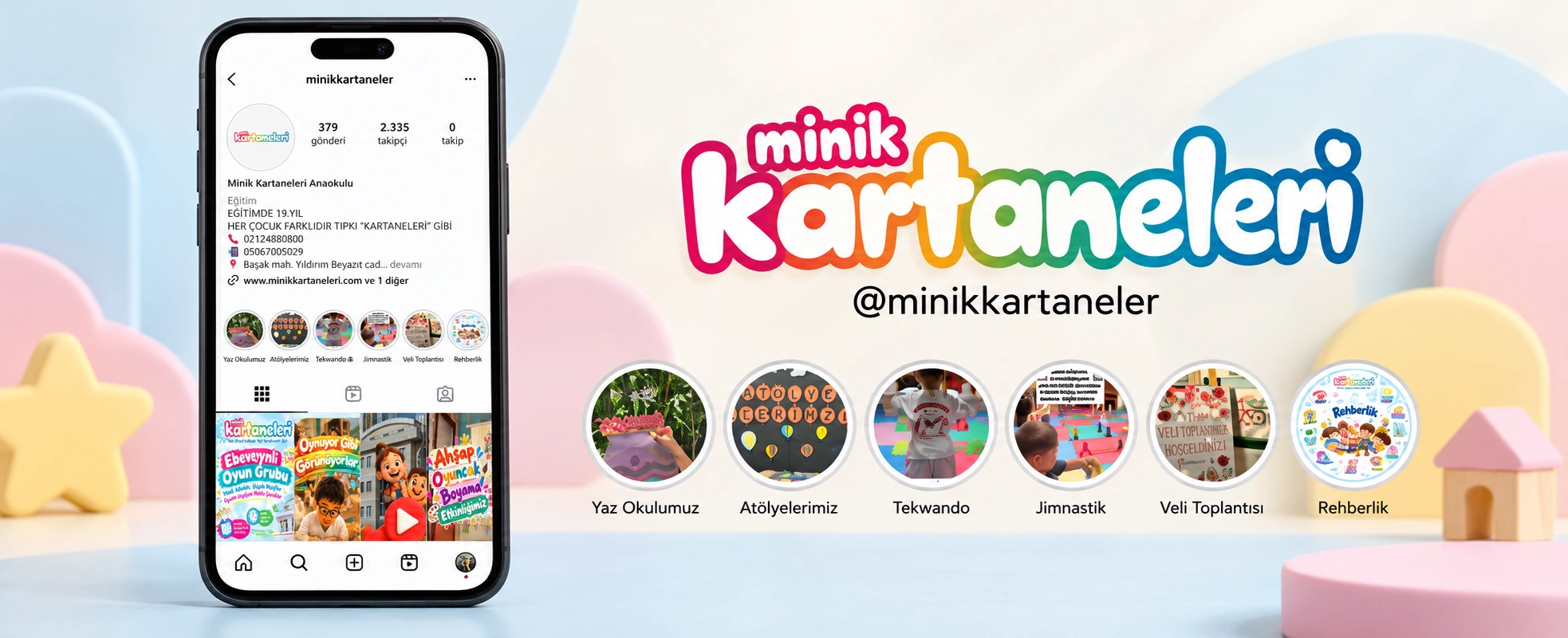 Minik Kartaneleri Instagram profili ve öne çıkanlar sunumu
