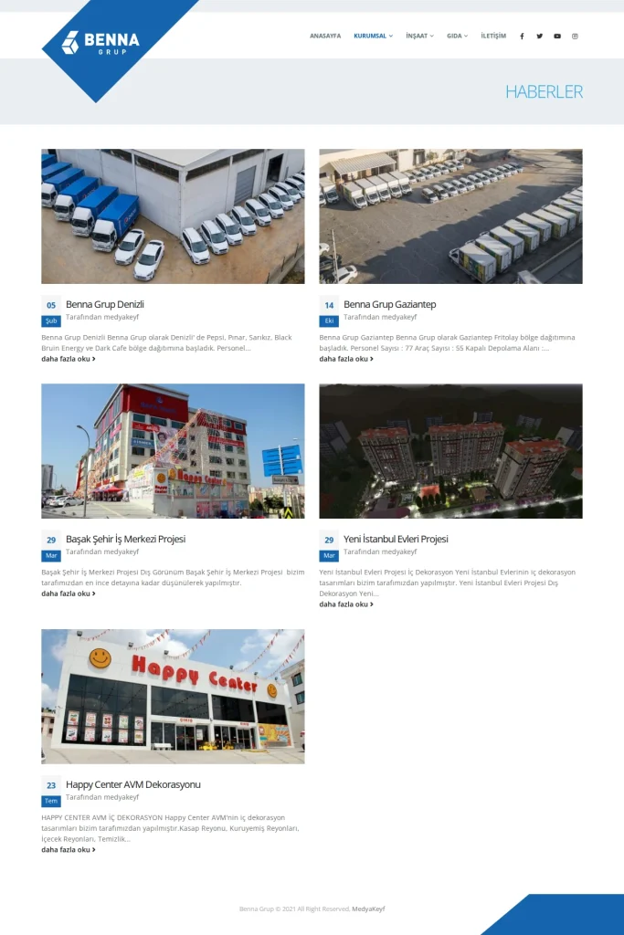 Benna Grup Kurumsal Web Sitesi ve Proje Tanıtımı tasarım detayı