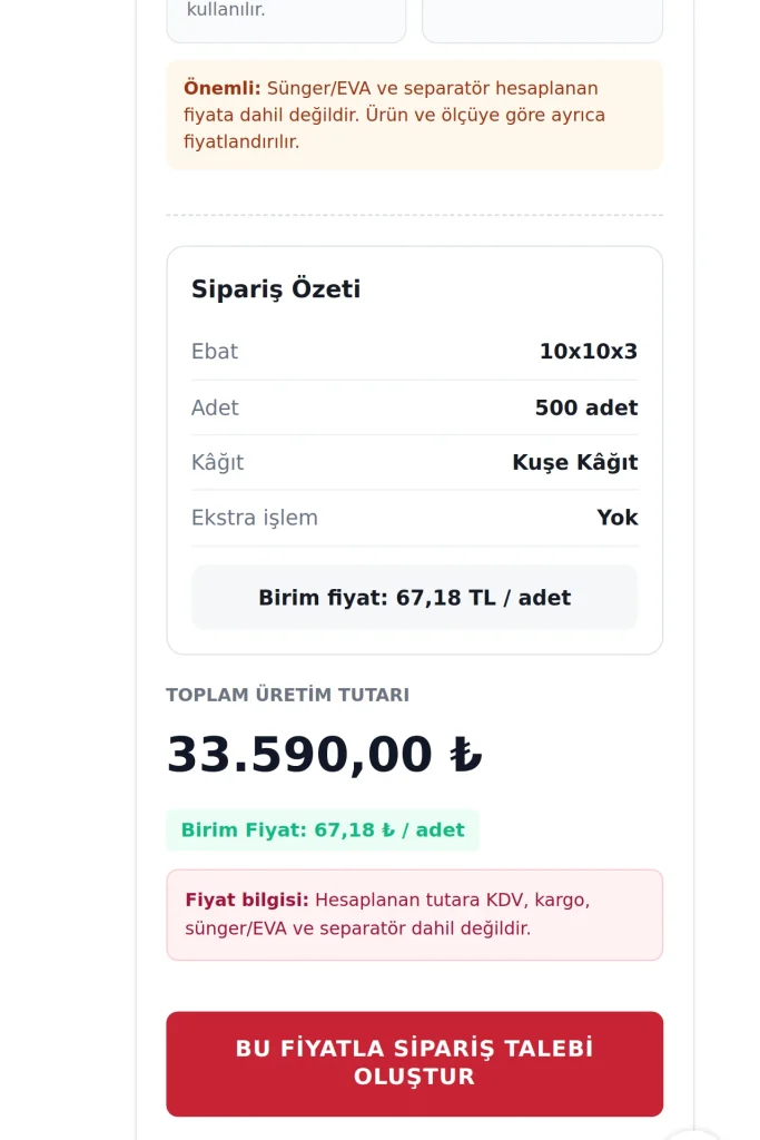 Emba Matbaa Akıllı Teklif Robotu tasarım detayı