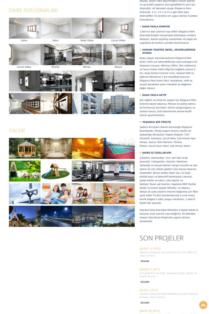 MYK İnşaat Web Sitesi ve Konut Projeleri tasarım detayı