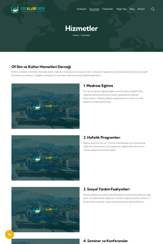 Ofilimder Web Sitesi ve Faaliyet Tanıtımı tasarım detayı