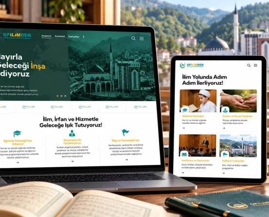 Ofilimder web sitesi masaüstü tablet ve mobil mockup
