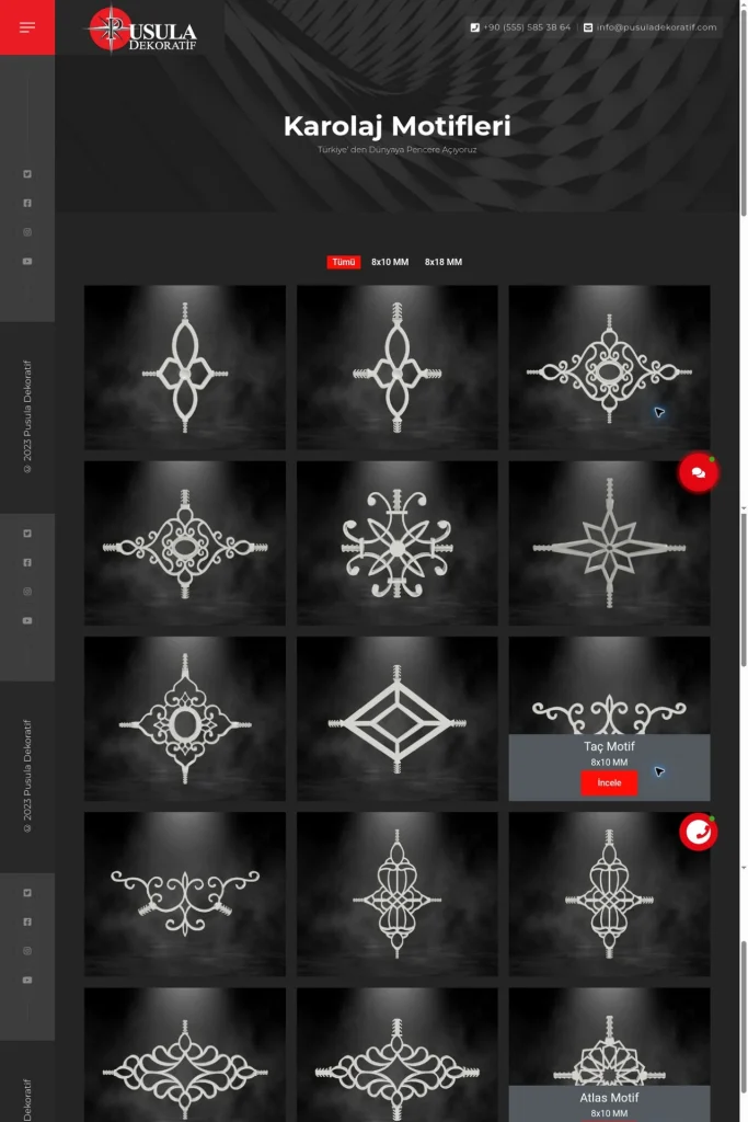 Pusula Karolaj Web Sitesi tasarım detayı
