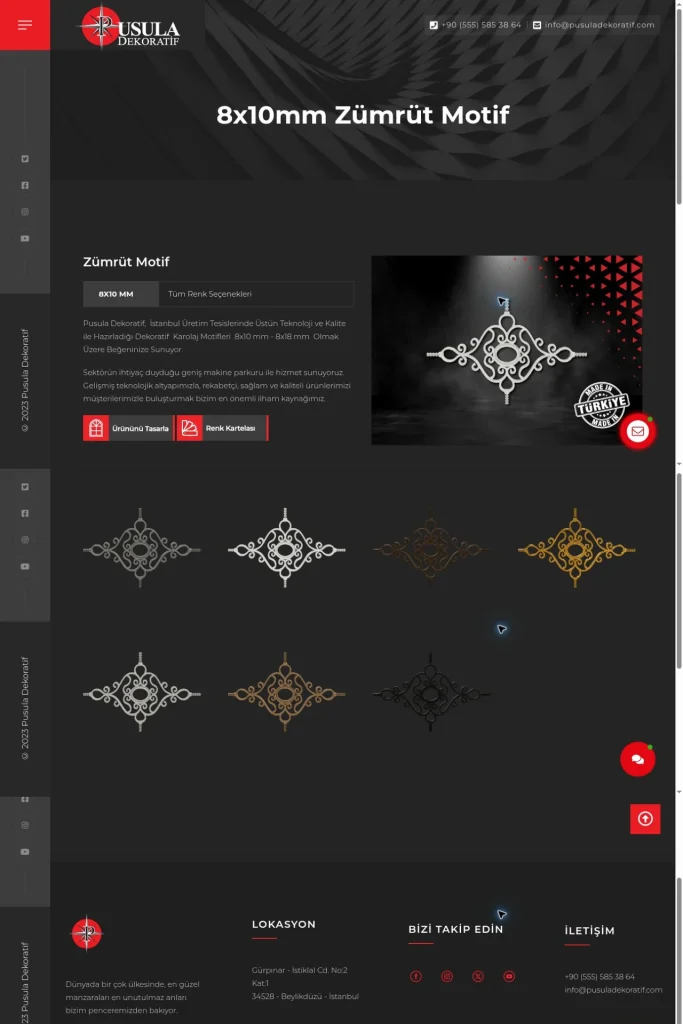 Pusula Karolaj Web Sitesi tasarım detayı