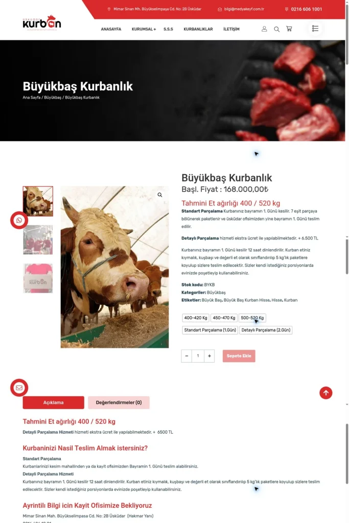 Üsküdar Kurban Web Sitesi tasarım detayı