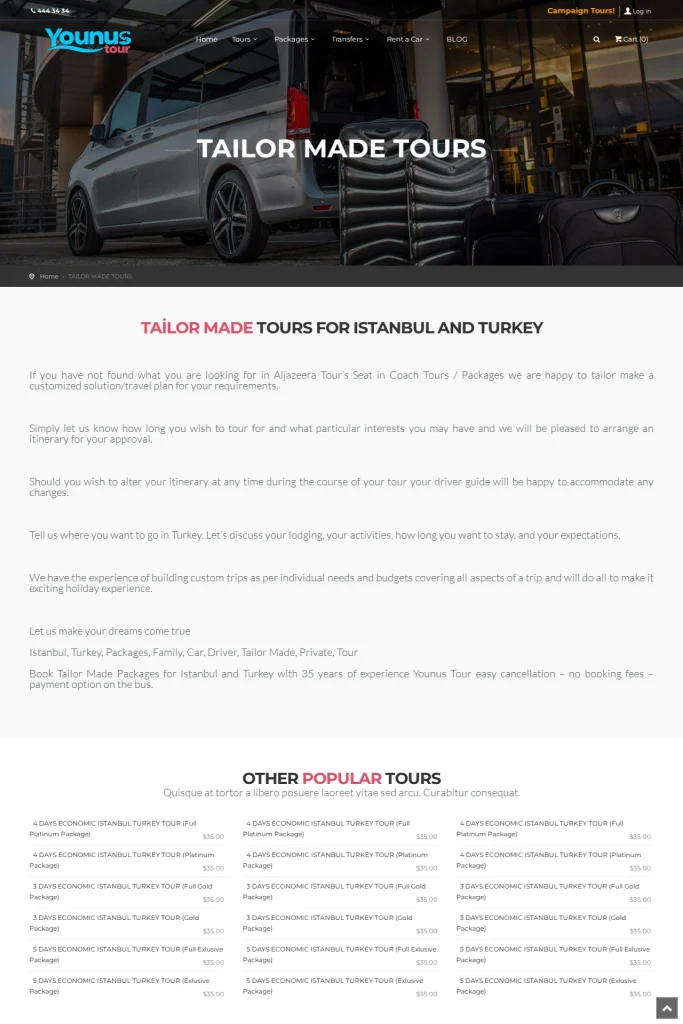 Younus Tour Web Sitesi ve Tur Kataloğu tasarım detayı